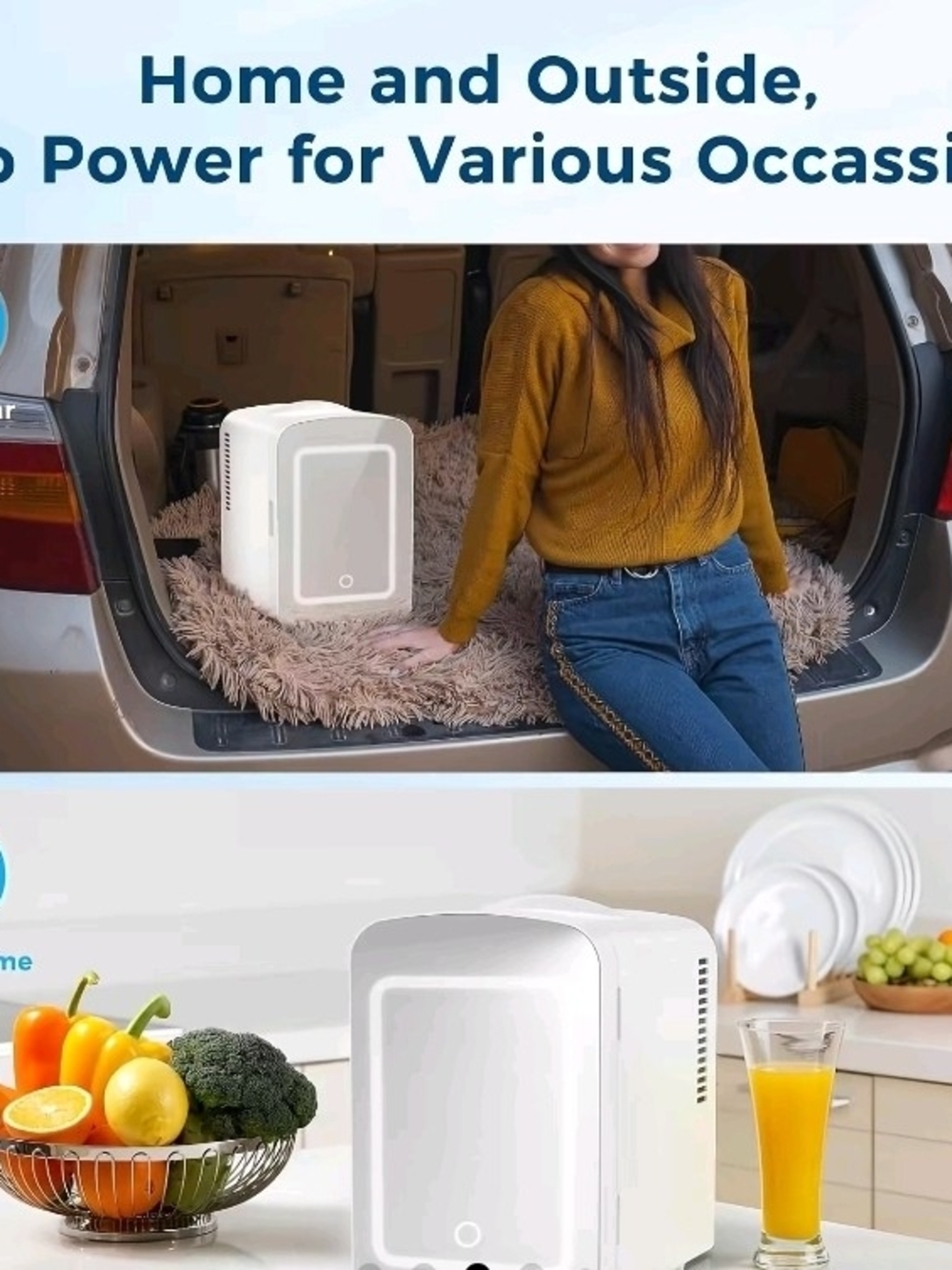 White LED Lighted Cosmetic Fridge with Mirror - Picture 3 of 8